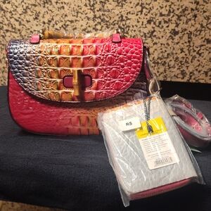 Vibrant Multicolor Crocodile Embossed Shoulder Bag